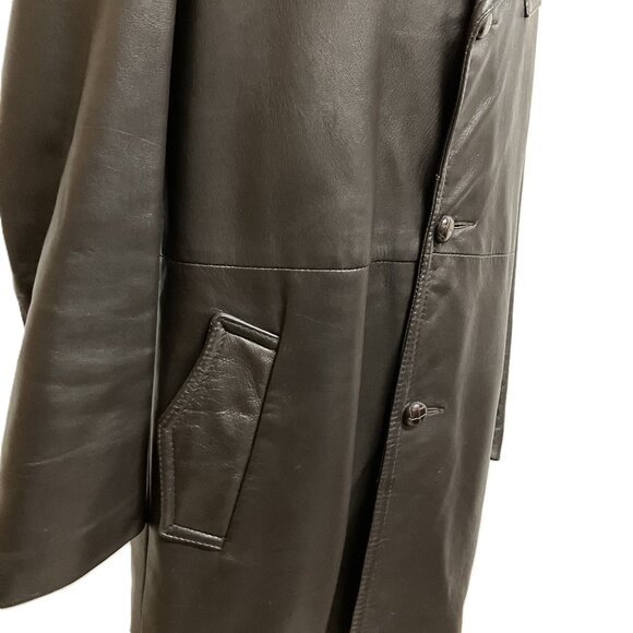 Rice Sportswear Leather Coat BORG Fleece Zip-in Lining Vintage Wide Lapel 70s - Picture 6 of 11